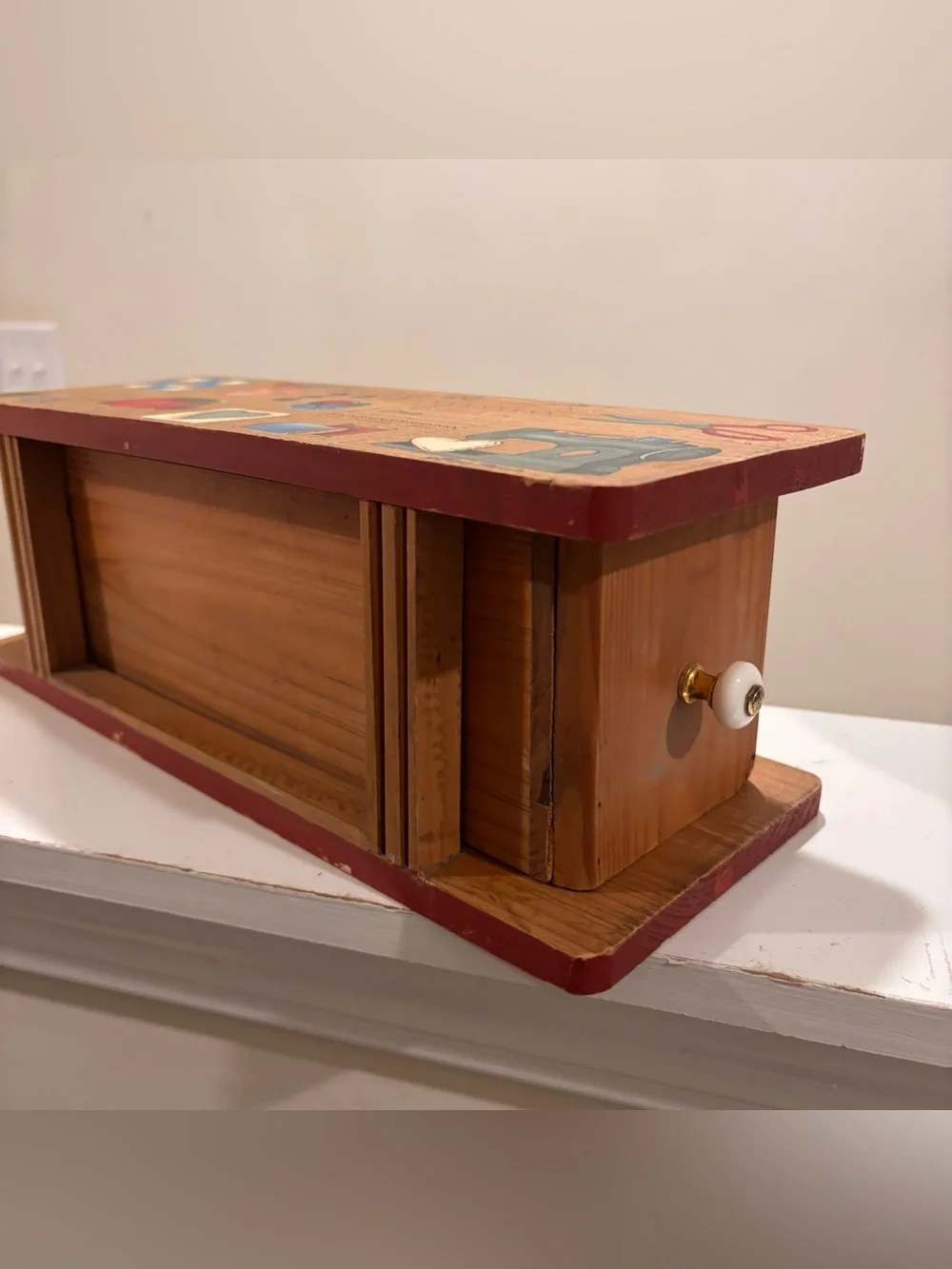Dianna Mercum Sewing Notions Box: Painted Wooden Drawer